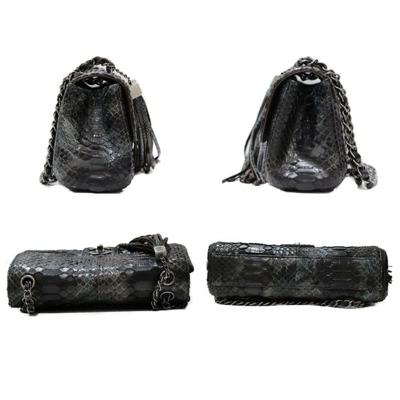 Chanel Python Chain Shoulder Bag Black Blue - Picture 5 of 6